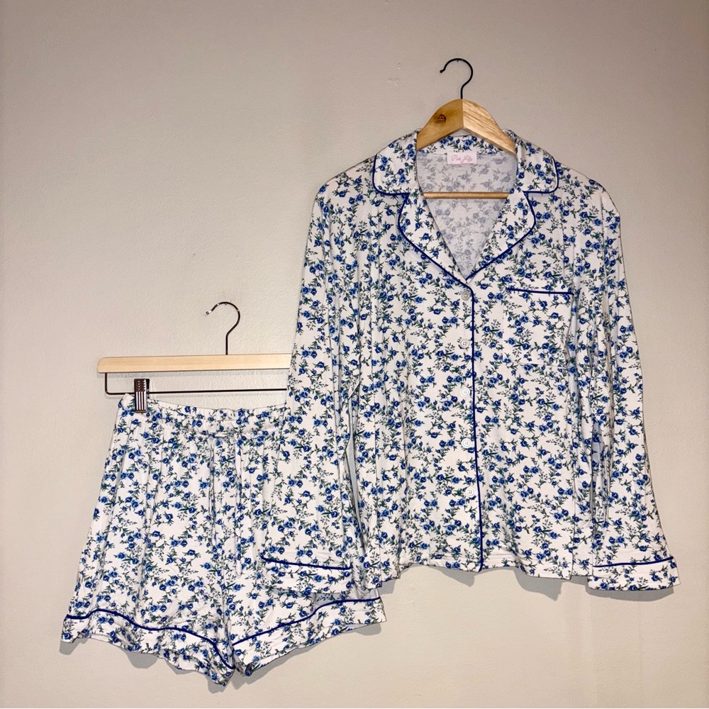 Pink Lily Floral Pajama Set Sz XS